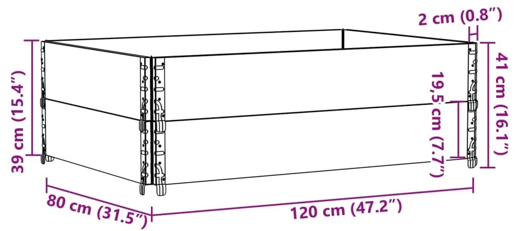 Vaso/floreira para jardim 120x80 cm pinho maciço cinzento