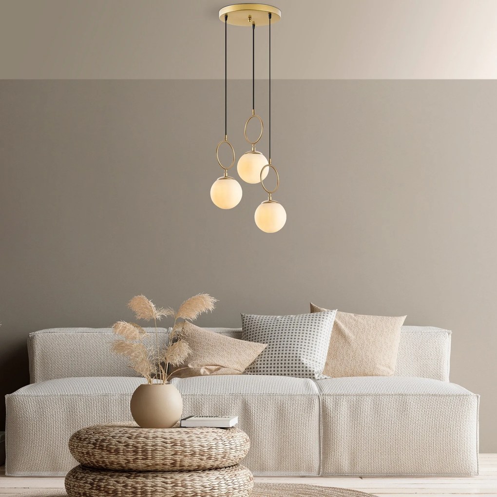 Candeeiro Chandelier Ring – Dourado – 45 cm x 185 cm