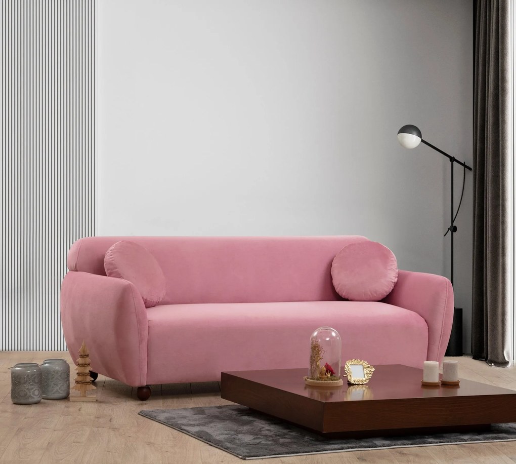Sofá de 3 Lugares Eddy – Rosa Pó – 223 cm