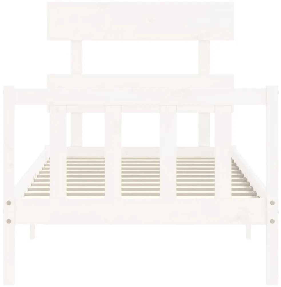 Cama sem colchão 100x200 cm madeira de pinho maciça branco