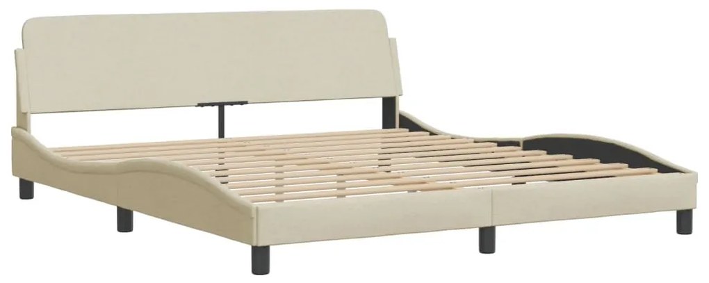 Estrutura de cama sem colchão 180x200 cm tecido cor creme