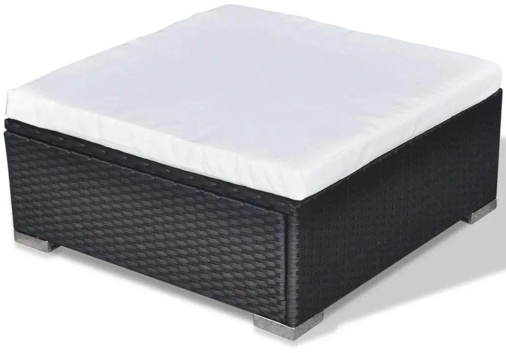 5 pcs conjunto lounge de jardim c/ almofadões vime PE preto