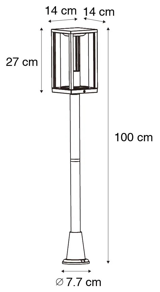Candeeiro de pé exterior preto com fumê 100 cm IP44 - Charlois Moderno