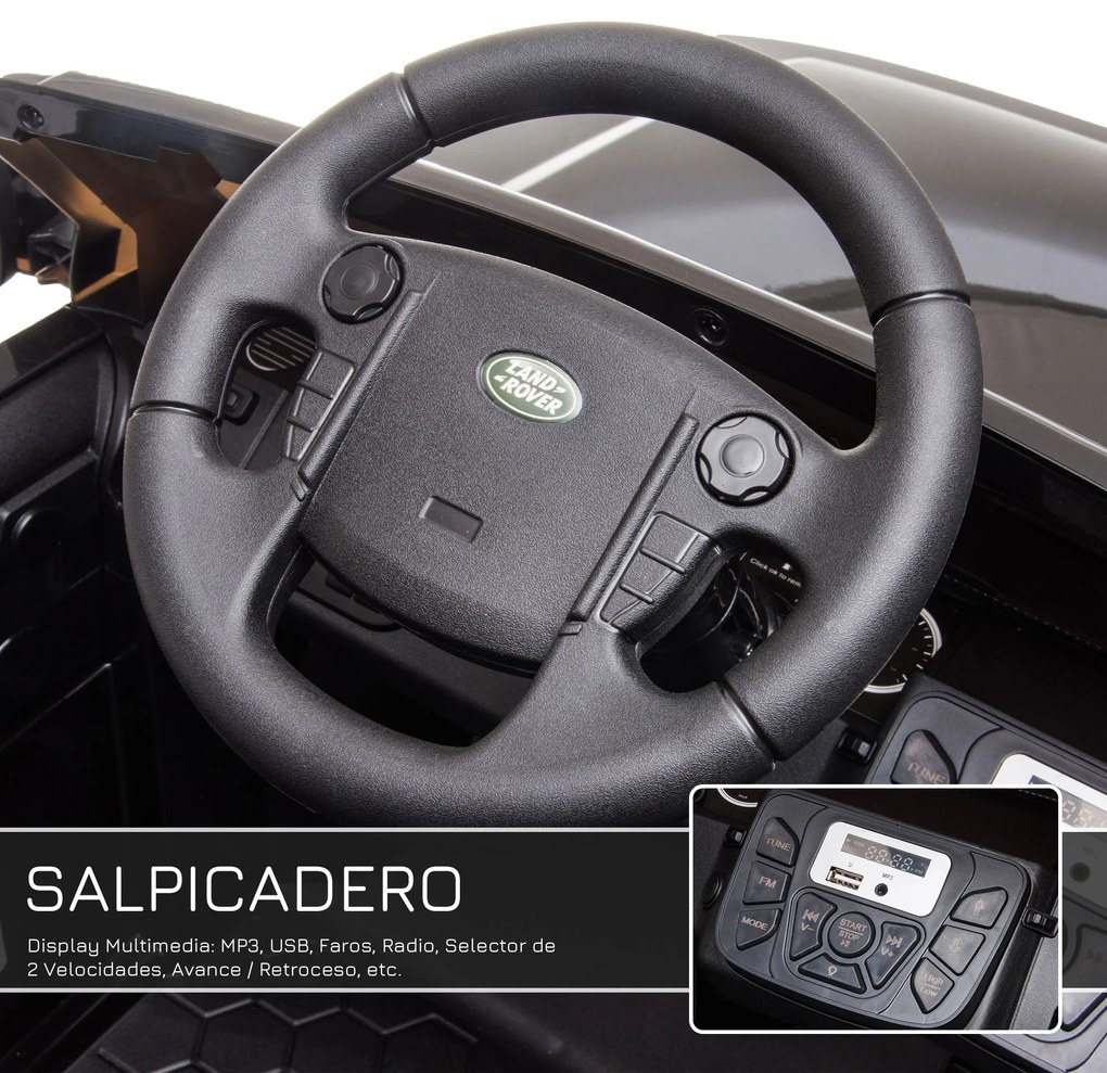 HOMCOM Carro Elétrico para Crianças acima de 3 Anos com Licença de Land Rover Controle Remoto Bateria de 12V e 2 Motores Velocidade de 3-5 km / h 102,5x69x55,4 cm preto