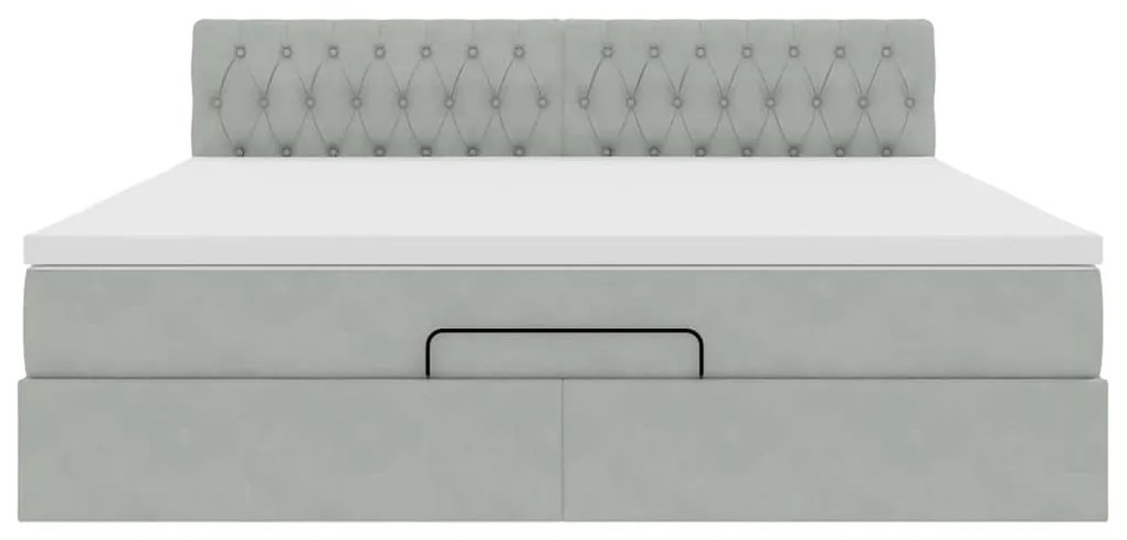 Estrutura de cama otomana com colchão 180x200 cm cinzento claro