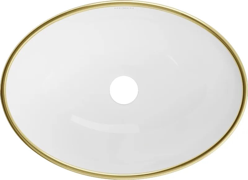 Mexen Elza lavatório de bancada 40 x 33 cm, branco/dourado padrão xadrez - 21014009
