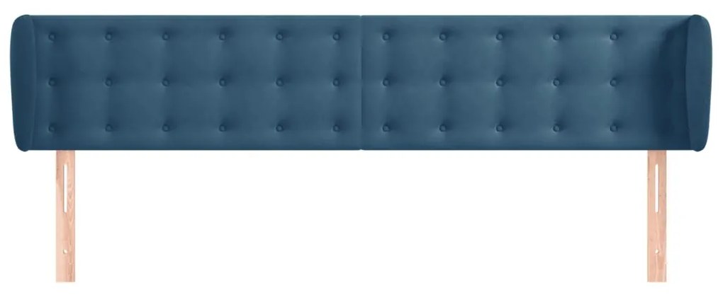 Cabeceira de cama c/ abas veludo 163x23x78/88cm azul-escuro