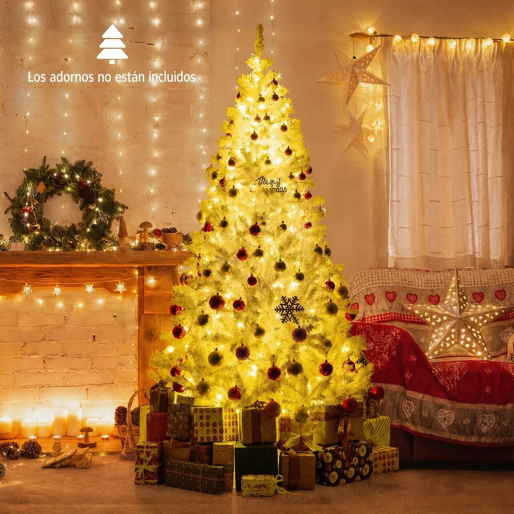 Árvore de Natal com Luzes LED, 11 Modos de Iluminação, Branco