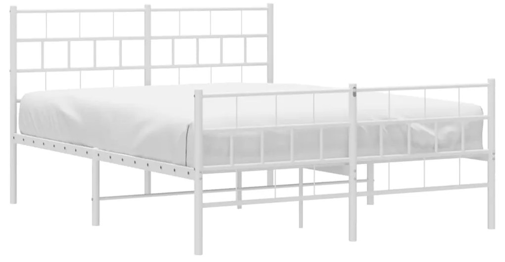 Estrutura de cama com cabeceira e pés 120x190 cm metal branco