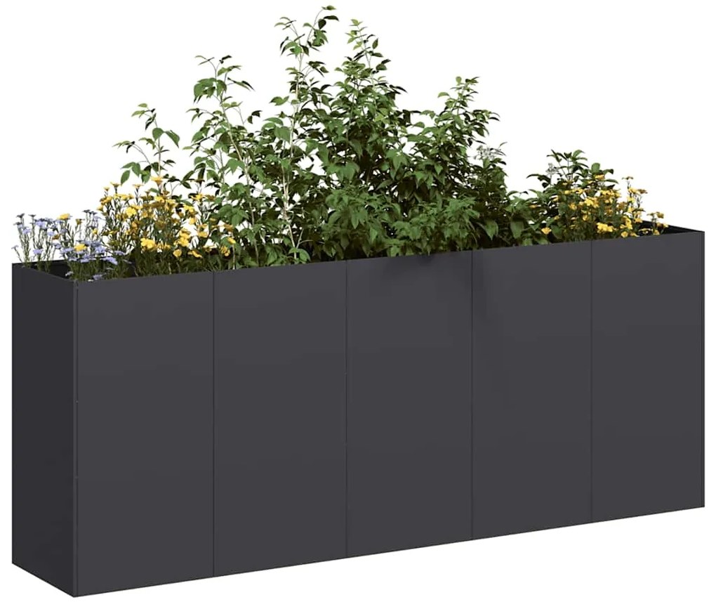 vidaXL Vaso floreira 200x40x80 cm aço laminado a frio preto