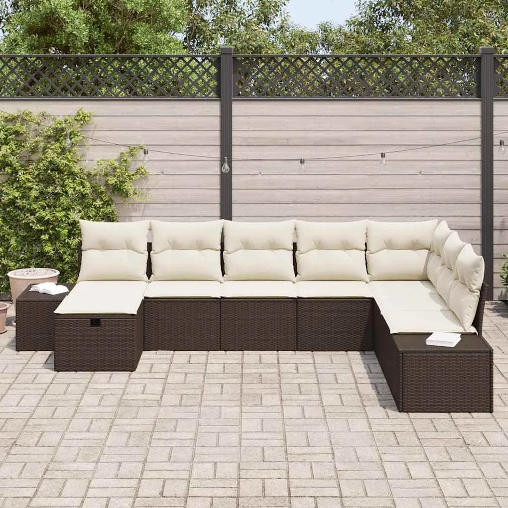 Conjunto de Sofás de Jardim com 8 Peças e Almofadas em Rattan Poliéste