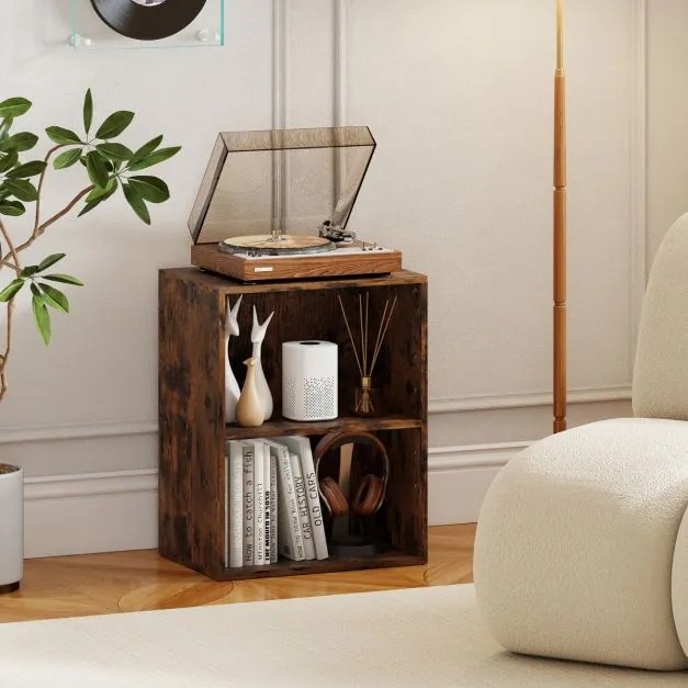 Estante com 2 cubos 42 x 29,5 x 53,5 cm com prateleira ajustável em 5 posições para sala, quarto, escritório castanho rustico