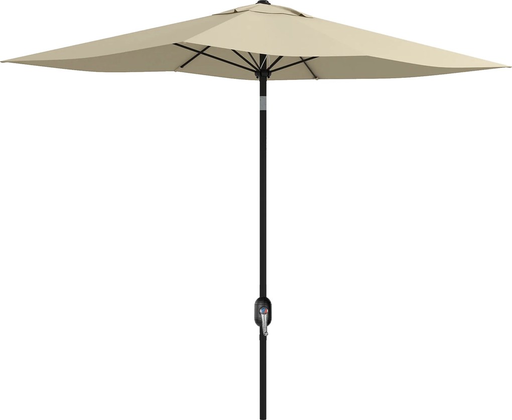 Outsunny Guarda-sol retangular inclinável 2x3 m com manivela tecido de poliéster impermeabilizado de alta densidade 180g/m² creme | Aosom Portugal