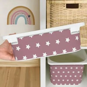 Autocolante para caixa IKEA TROFAST - Estrelas brancas (cor-de-rosa)