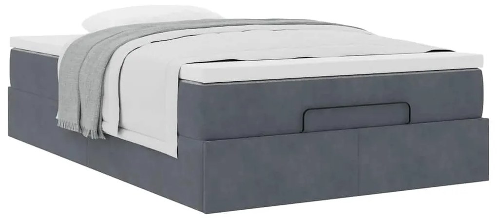 Estrutura de cama otomana com colchão cinza escuro veludo