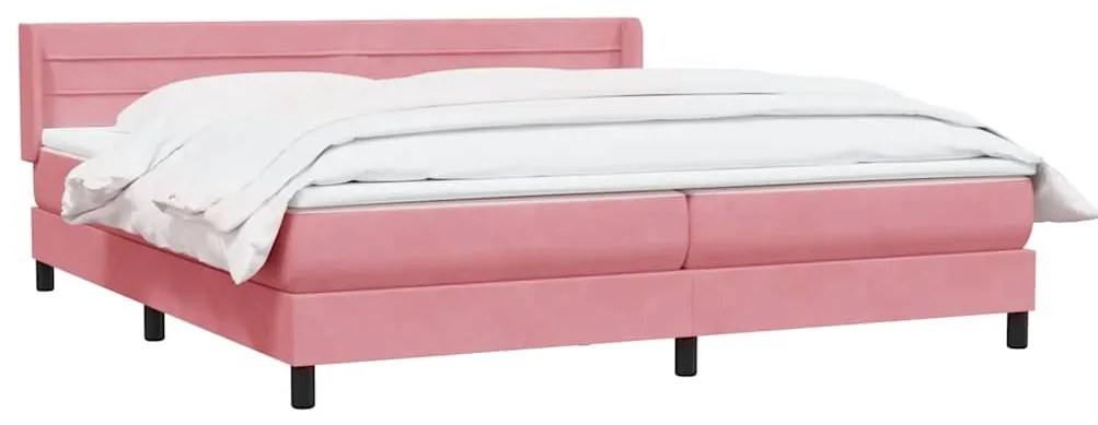 Cama com molas colchão 200x210 cm veludo rosa