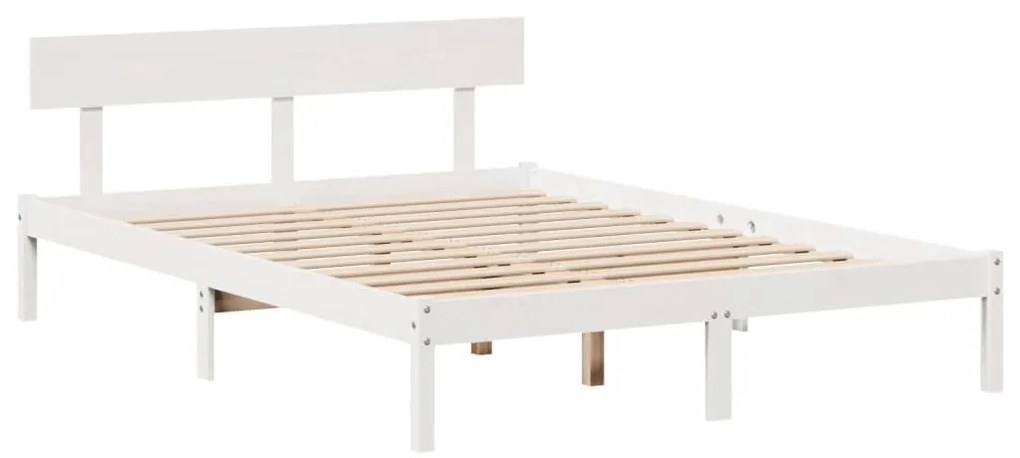 Cama sem colchão 150x200 cm madeira de pinho maciça branco