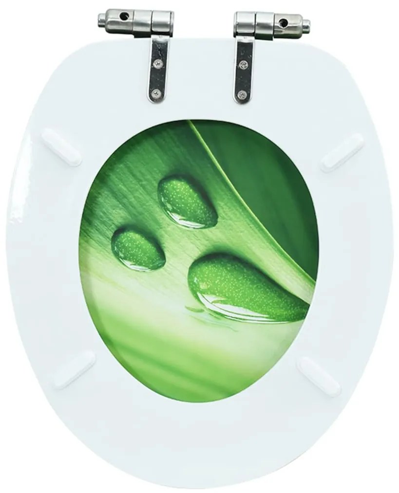 Assento sanita c/ tampa fecho suave MDF design gotas água verde