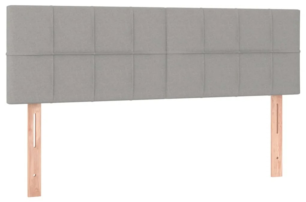 Cama box spring c/ colchão e LED 140x190 cm tecido cinza-claro