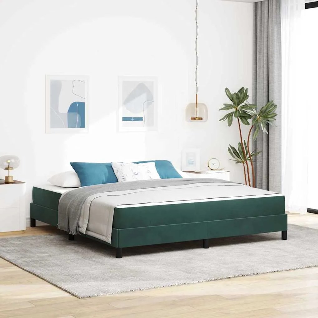 vidaXL Cama box spring com colchão Verde Escuro 180 x 200 cm Veludo