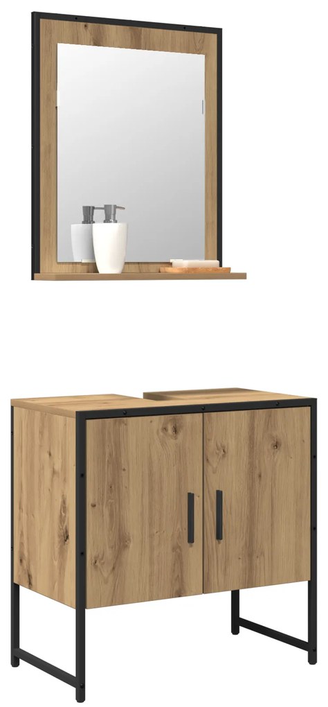 Conjunto de Armário de Banheiro de 2 Peças em Carvalho Artisan Madeira