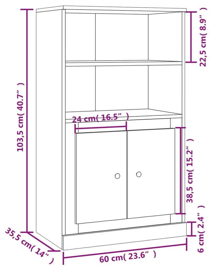 Armário alto derivados madeira 60x35,5x103,5cm branco brilhante