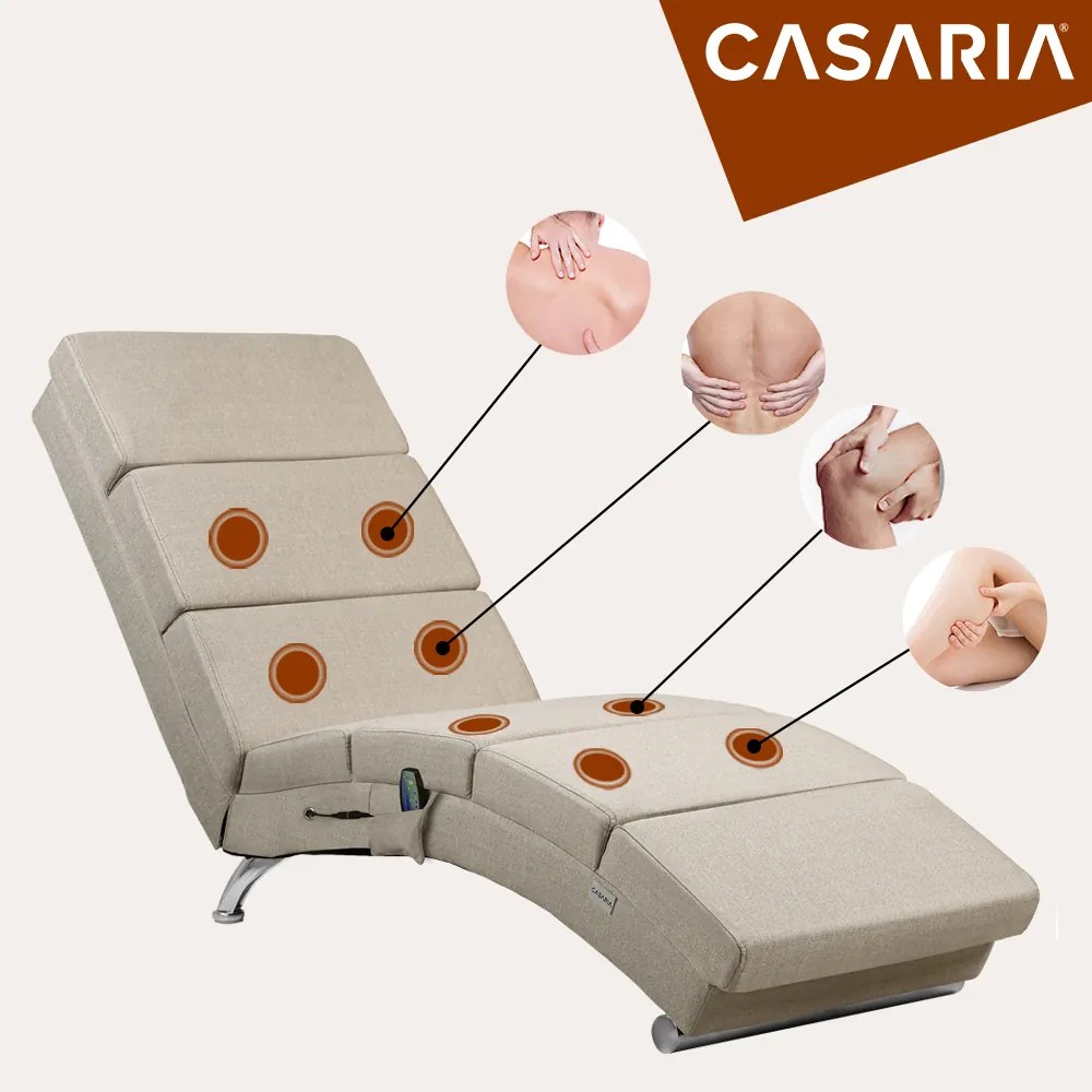 Poltrona London Sand com função de massagem e aquecimento 186 x 55 x 89 cm areia (aspeto de linho)