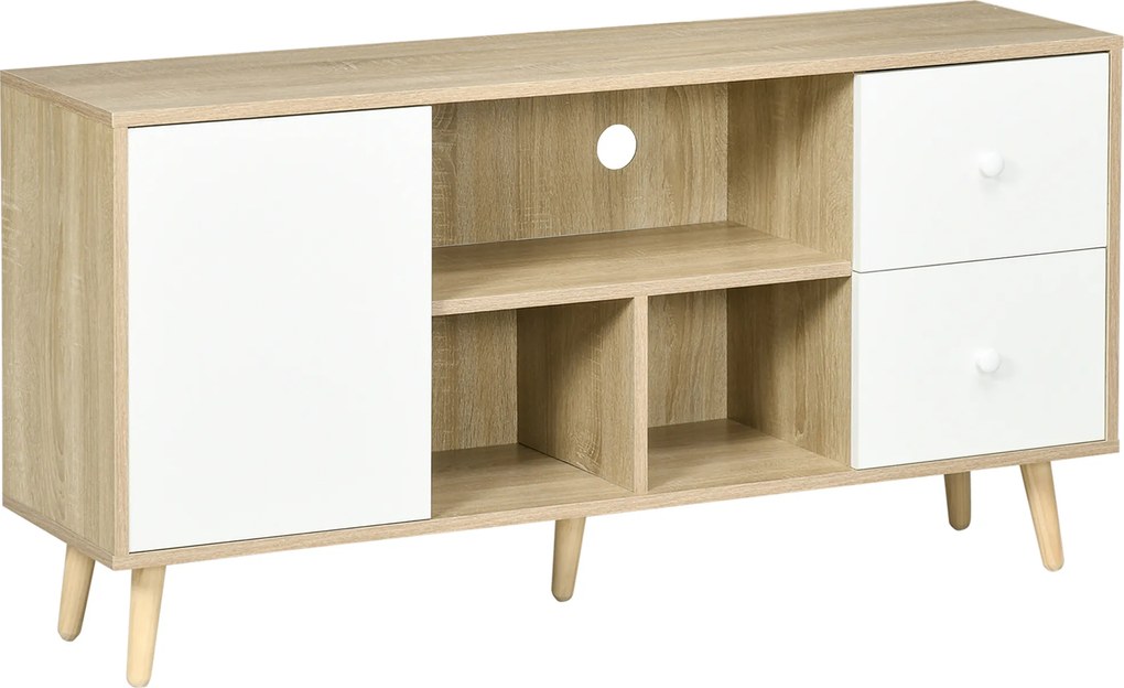 HOMCOM Móvel de TV Escandinavo 120x30x60 cm para TV Até 45'' 3 Casas 1 Armário | Aosom Portugal