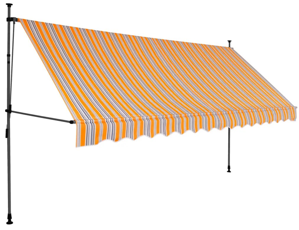 Toldo retrátil manual com LED 350 cm amarelo e azul
