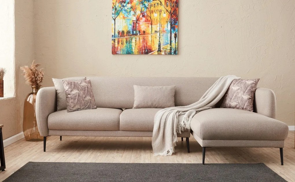 Sofá-cama de canto Venus – Creme – 265 cm x 80 cm x 163 cm