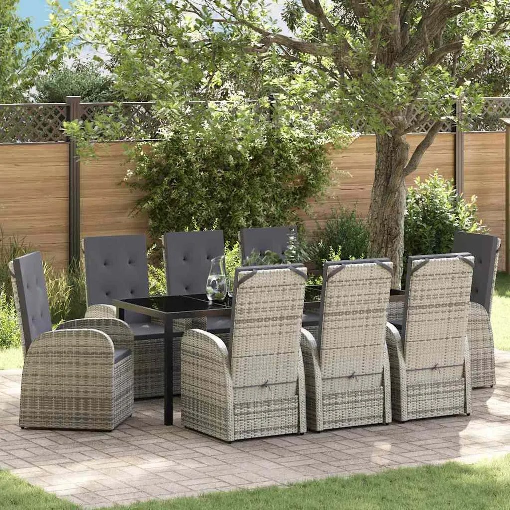 vidaXL Conjunto de Móveis de Exterior 9 pcs Cinzento 200 x 80 x 73 cm