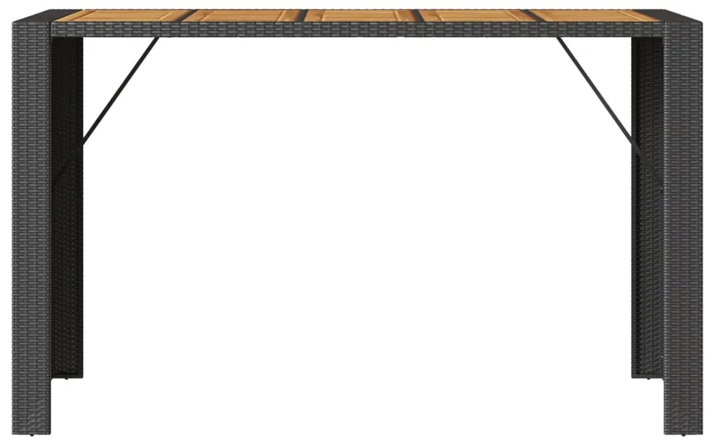 Mesa de bar para jardim com tampo em acácia vime PE preto
