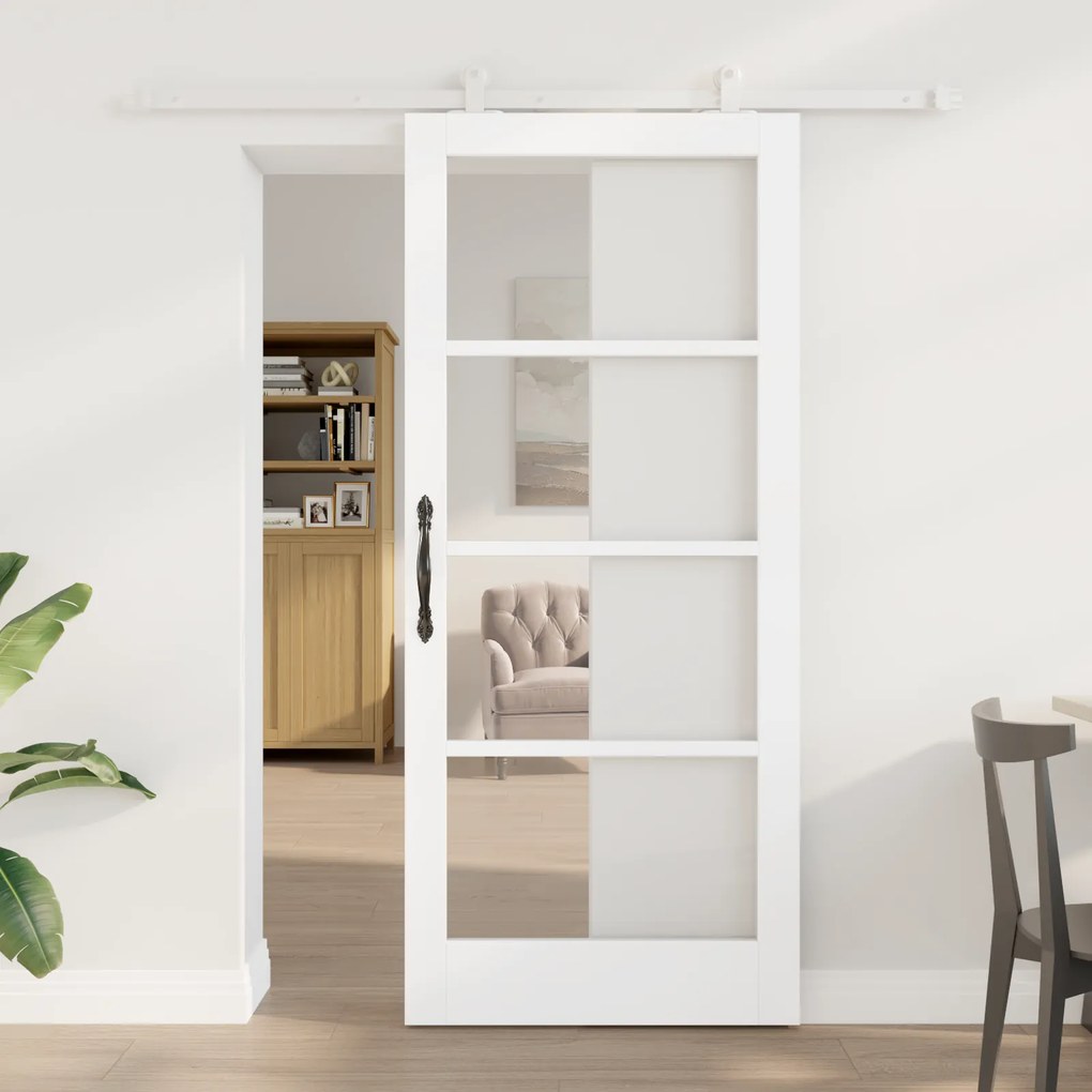 Porta Deslizante vidaXL com Conjunto de Ferragens 'ORKDAL'Branca Madei