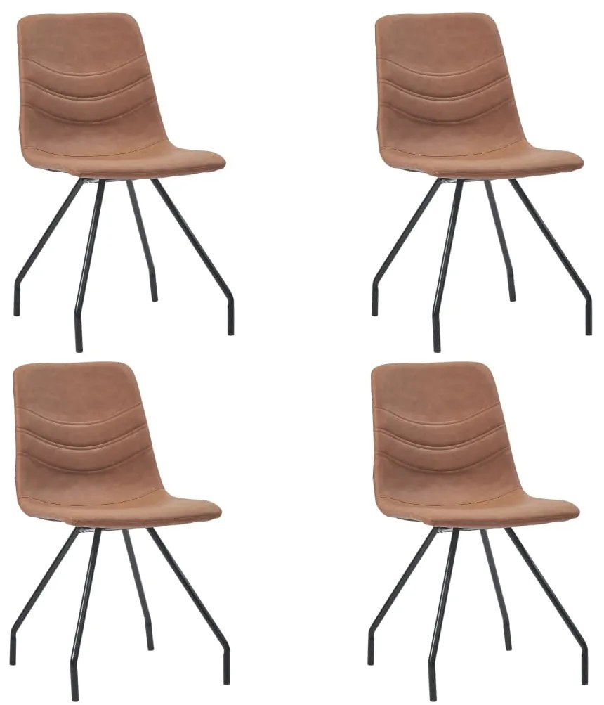 vidaXL Cadeiras de jantar 4 pcs couro artificial castanho