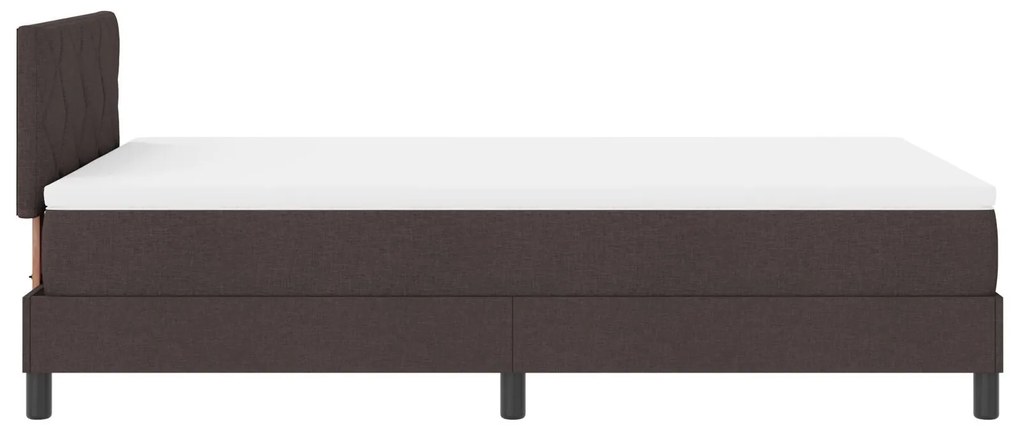 Cama Box Spring com Colchão e LED Castanha Escura 120x190 cm Tecido