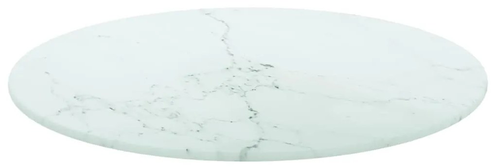 Tampo mesa Ø40x0,8 cm vidro temperado design mármore branco