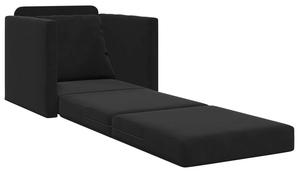 Sofá-camas 2-em-1 Preto 74x77x81 cm Veludo