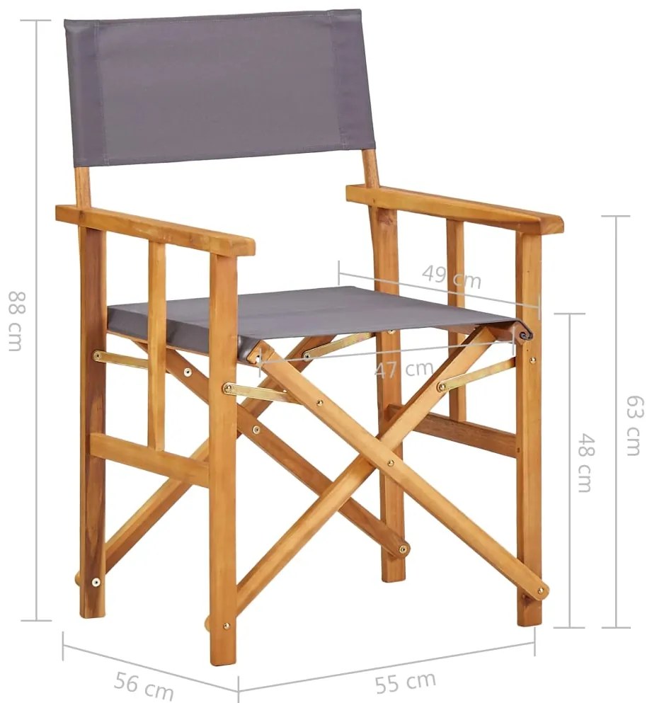Cadeiras de realizador 2 pcs madeira de acácia maciça