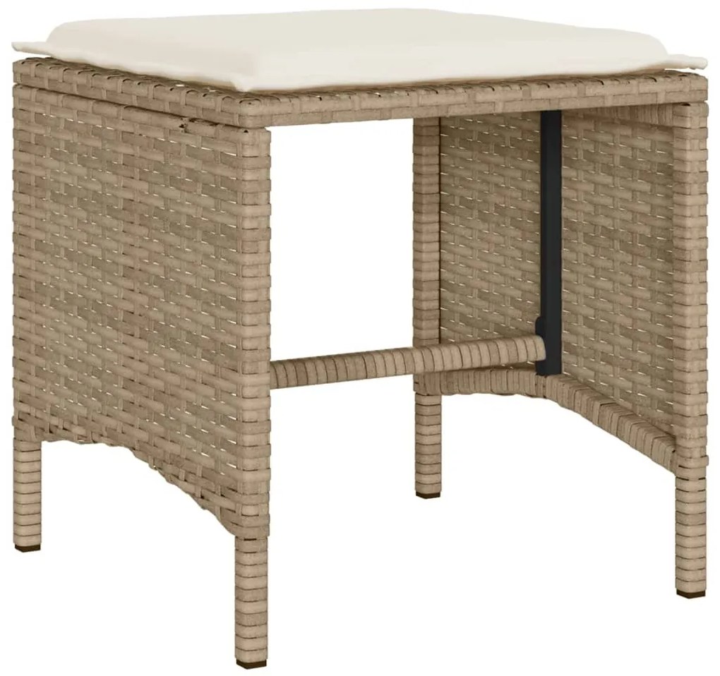 6 pcs conjunto de sofás p/ jardim com almofadões vime PE bege