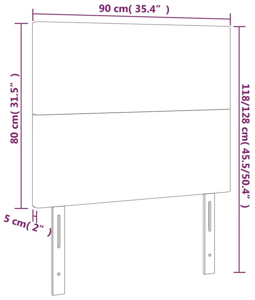 Cabeceira de cama 2 pcs tecido 90x5x78/88 cm cinzento-claro