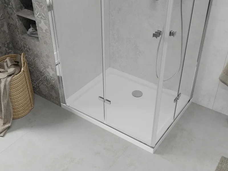 Mexen Lima Duo cabine de duche dobrável 80 x 70 cm, transparente, cromado + base de duche Flat - 856-080-070-01-02-4010