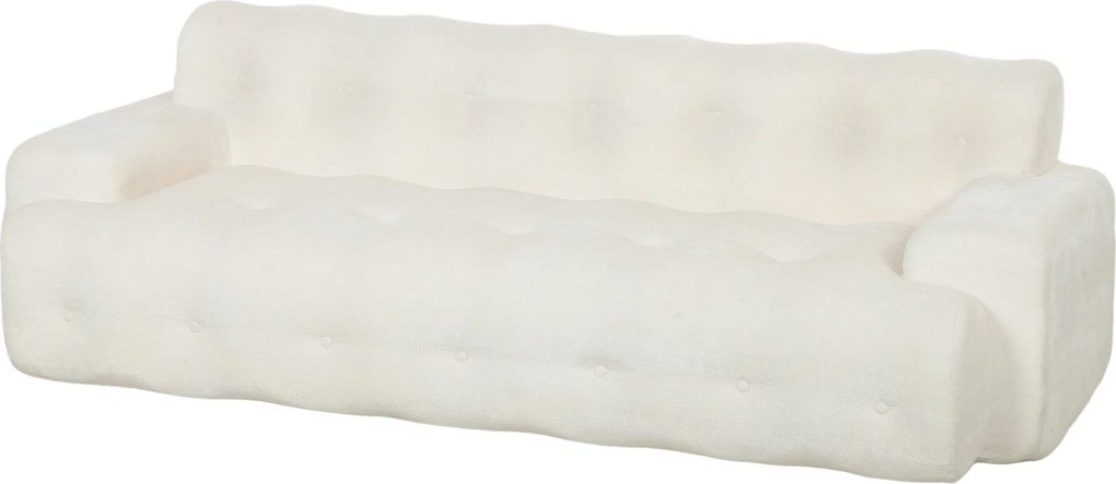 Sofá de 3 Lugares, 211 x 93 x 64 cm, Assento Profundo, Creme