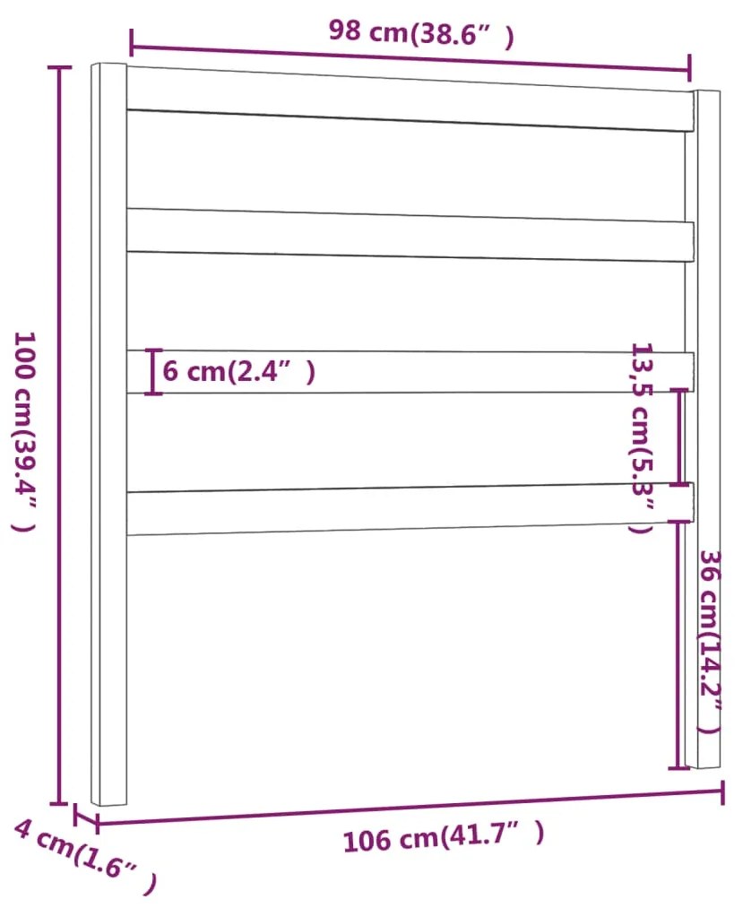 Cabeceira de cama 106x4x100 cm pinho maciço