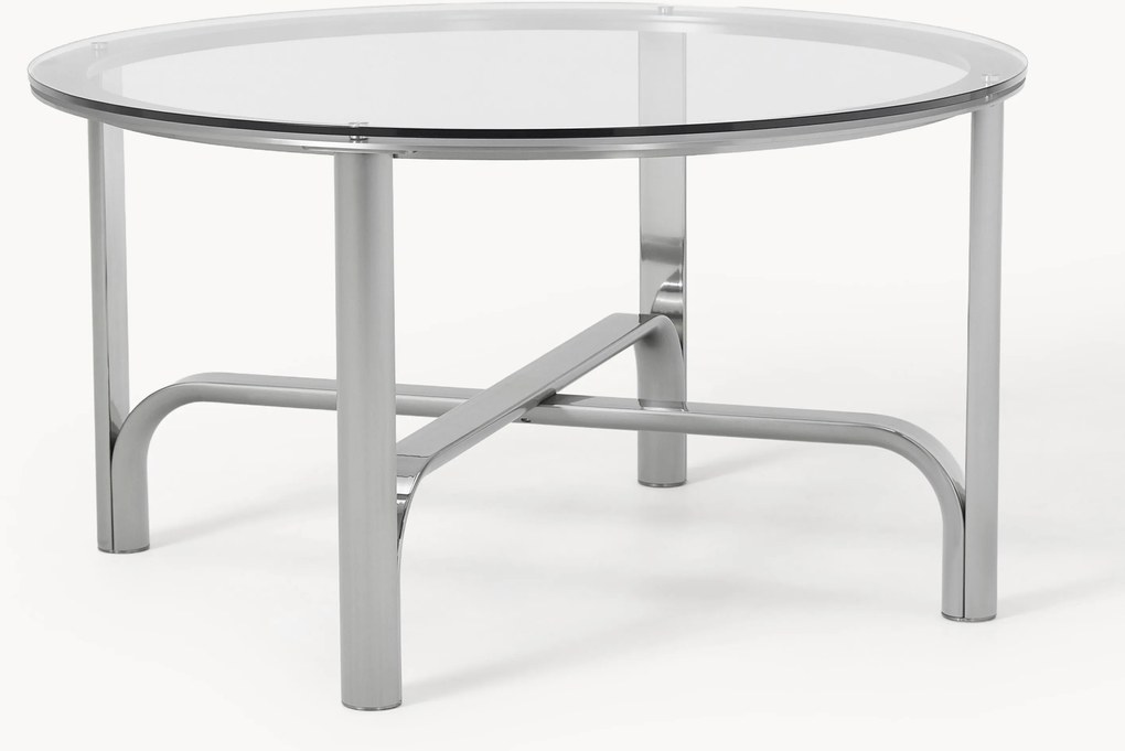 Mesa de jantar redonda com tampo de vidro Neil, vários tamanhos
