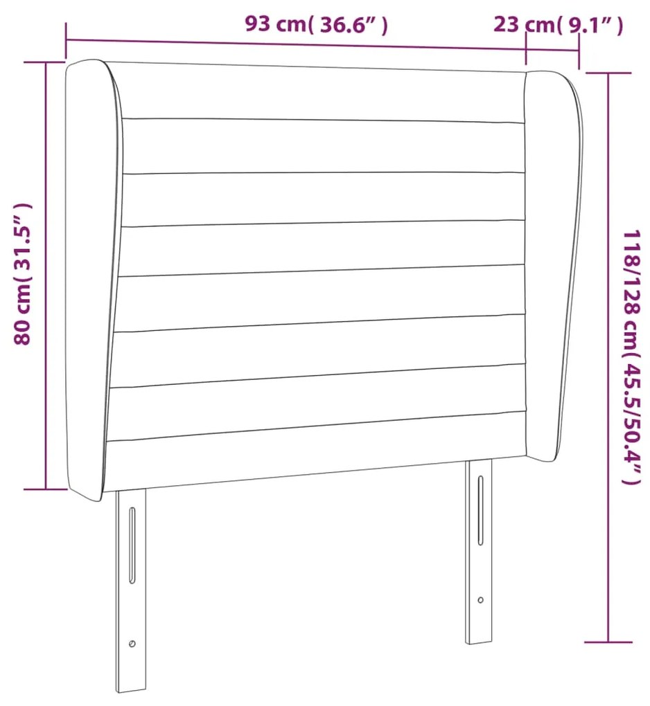 Cabeceira cama c/ abas tecido 93x23x118/128 cm cinzento-escuro