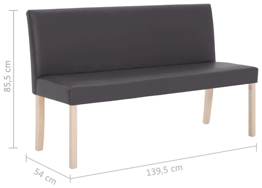 Banco 139,5 cm couro artificial cinzento