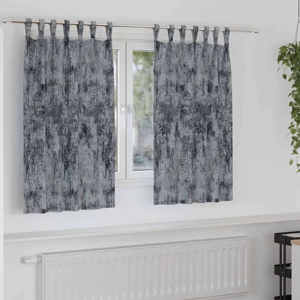 vidaXL Cortinas de Veludo 2 pcs com Ilhós Cinza Prateado 140x140 cm