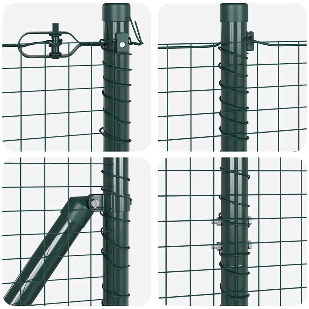 Cerca de Fio Soldado com 13 Postes de Espeto Verde 1.4x50 m Aço