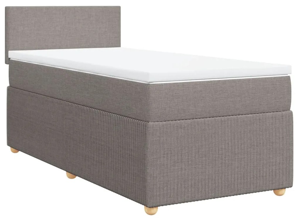 Cama com molas/colchão 100x200 cm tecido cinza-acastanhado