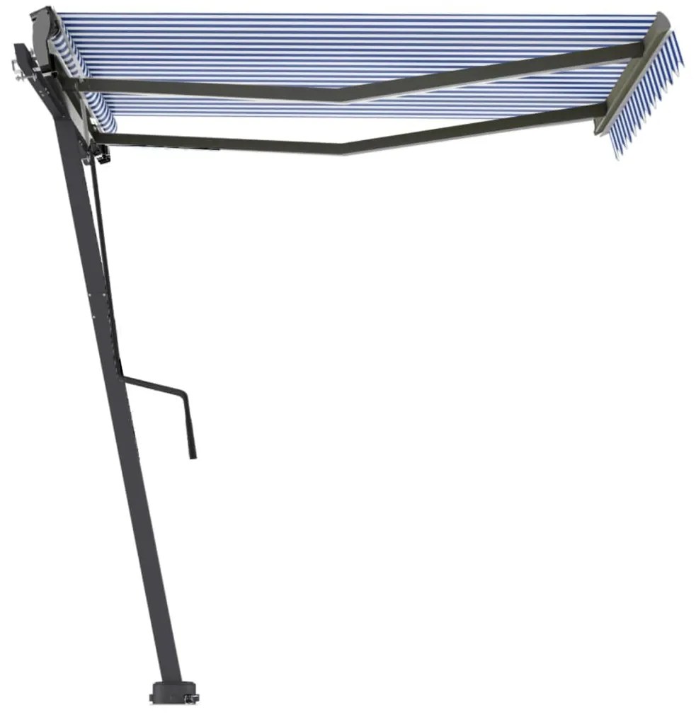 Toldo retrátil manual independente 350x250 cm azul e branco